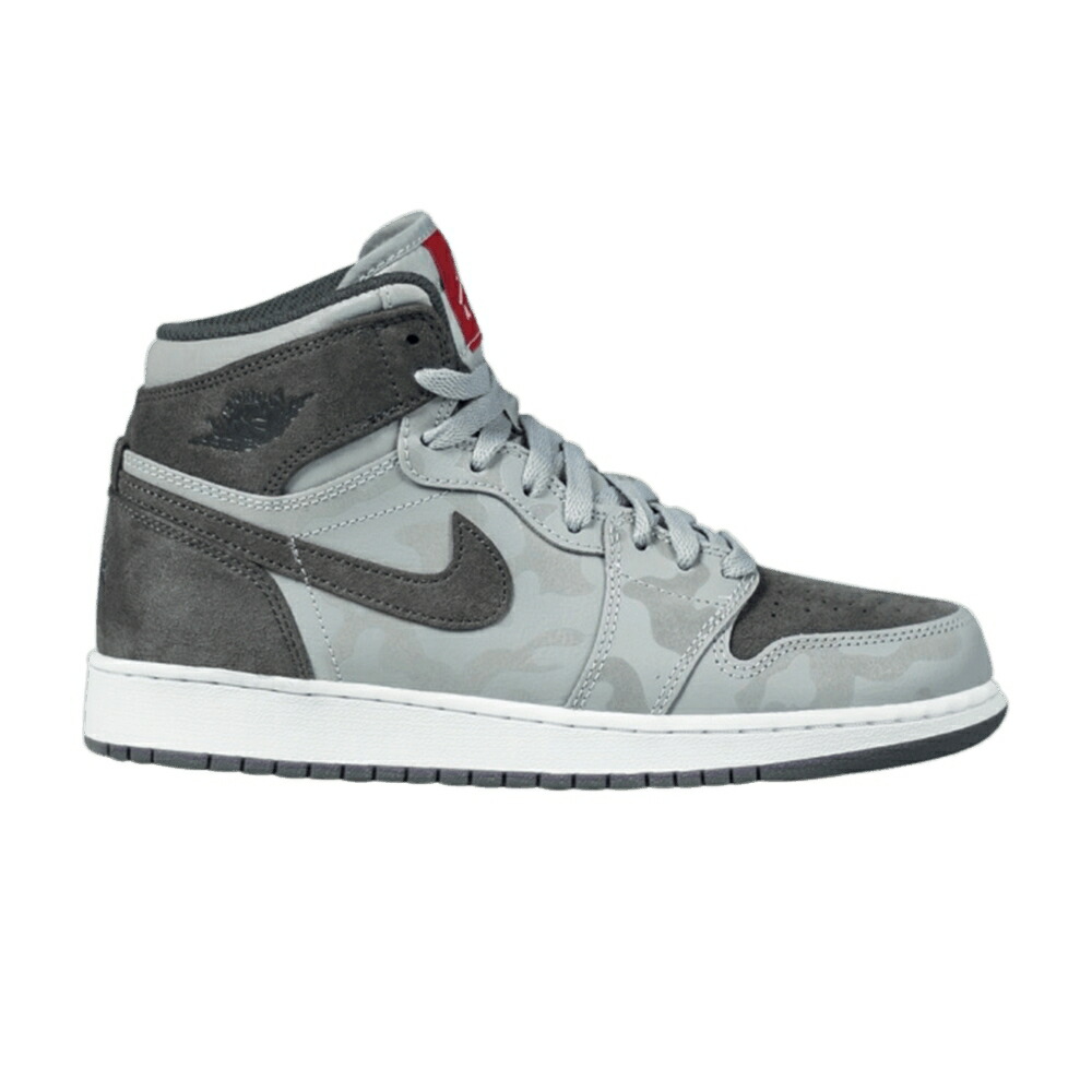 ナイキ 割り増し金 薄墨色 薄墨色 エアジョーダン \u0027CAMO\u0027 お坊っちゃん キッズ AIR JORDAN AIR JORDAN 1 RETRO HI PREMIUM GS / GREY GREY もの言う花 マタニティ スニーカー