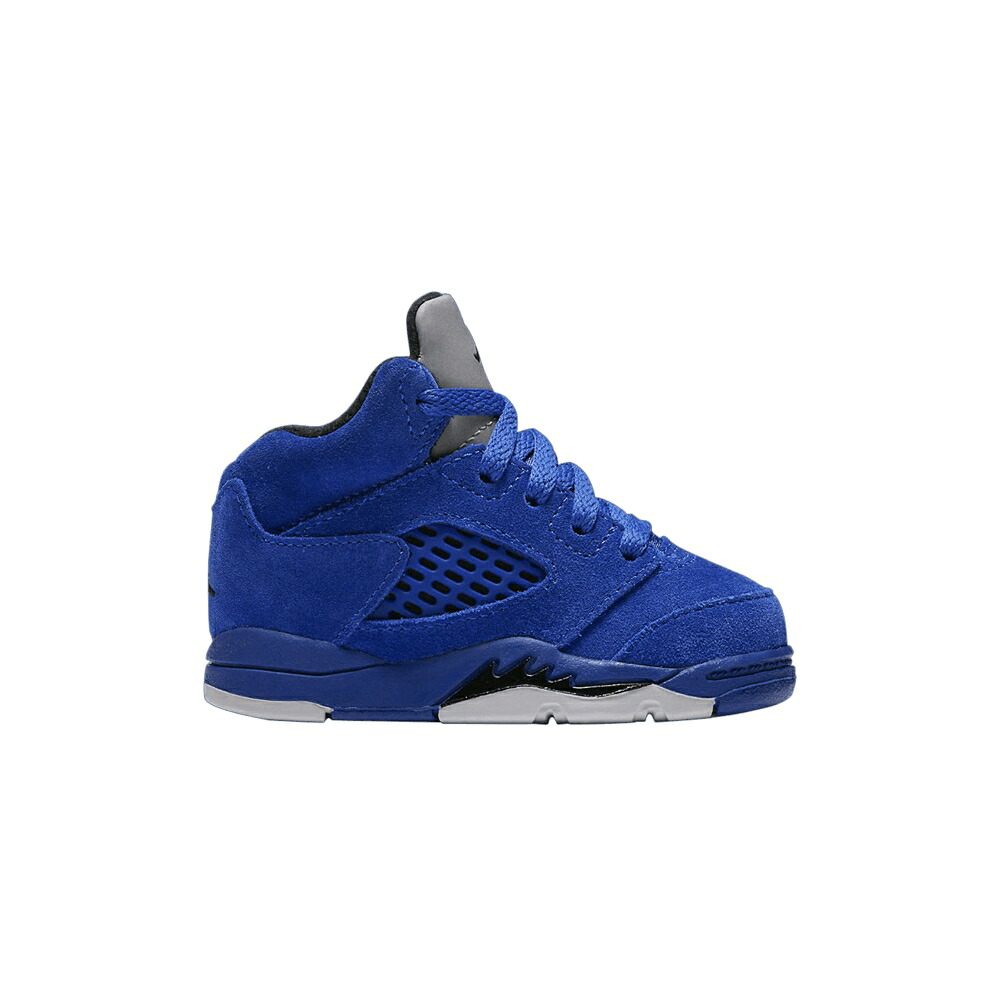 ナイキ ゲーム 黒色 ブラック エアジョーダン 'BLUE SUEDE' ゲームロイヤル 青 ブルー ベビー AIR JORDAN AIR JORDAN 5 RETRO TD / GAME ROYAL GAME ROYAL BLACK｜スニケス