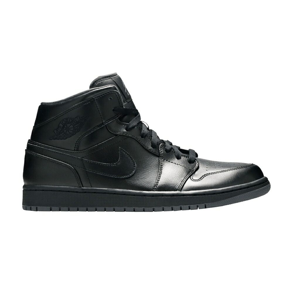 ナイキ ミッド 黒色 ブラック 灰色 グレー エアジョーダン 'BLACK' スニーカー メンズ AIR JORDAN AIR JORDAN 1 MID / BLACK BLACK DARK GREY