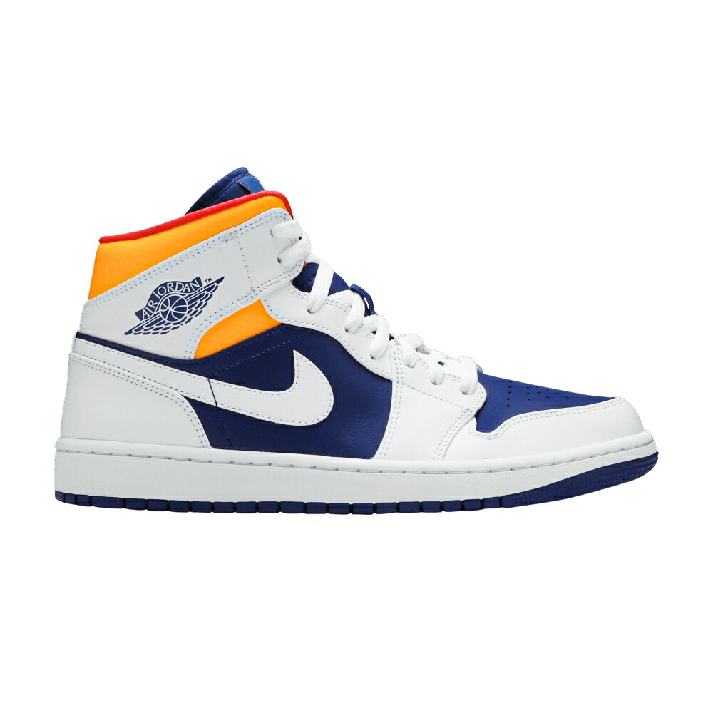 ナイキ ミッド ディープ 白色 ホワイト 青色 ブルー トラック 赤 レッド エアジョーダン WHITE BLUE スニーカー メンズ AIR JORDAN AIR JORDAN 1 MID DEEP ROYAL / WHITE DEEP ROYAL BLUE TRACK RED