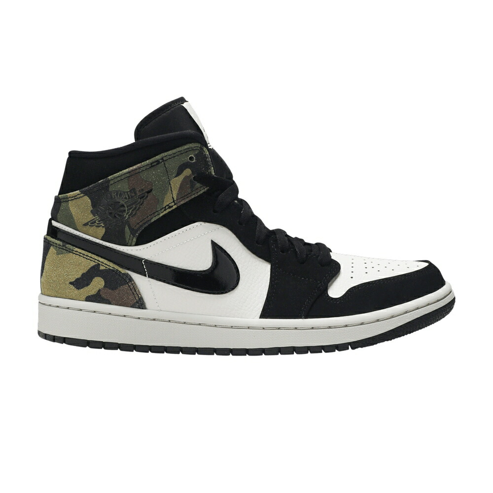 ナイキ ミッド 黒いこと 黒いこと エアジョーダン \u0027CAMO\u0027 スニーカー メンズ AIR JORDAN AIR JORDAN 1 MID / LIGHT BONE BLACK