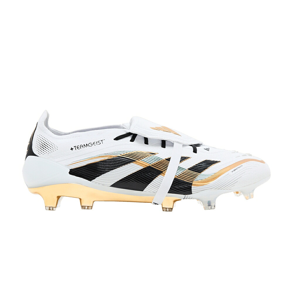 アディダス プレデター エリート 白色 ホワイト コア 黒色 ブラック ゴールド '+TEAMGEIST' スニーカー メンズ ADIDAS PREDATOR ELITE FOLDOVER TONGUE FG / CLOUD WHITE CORE BLACK GOLD｜スニケス