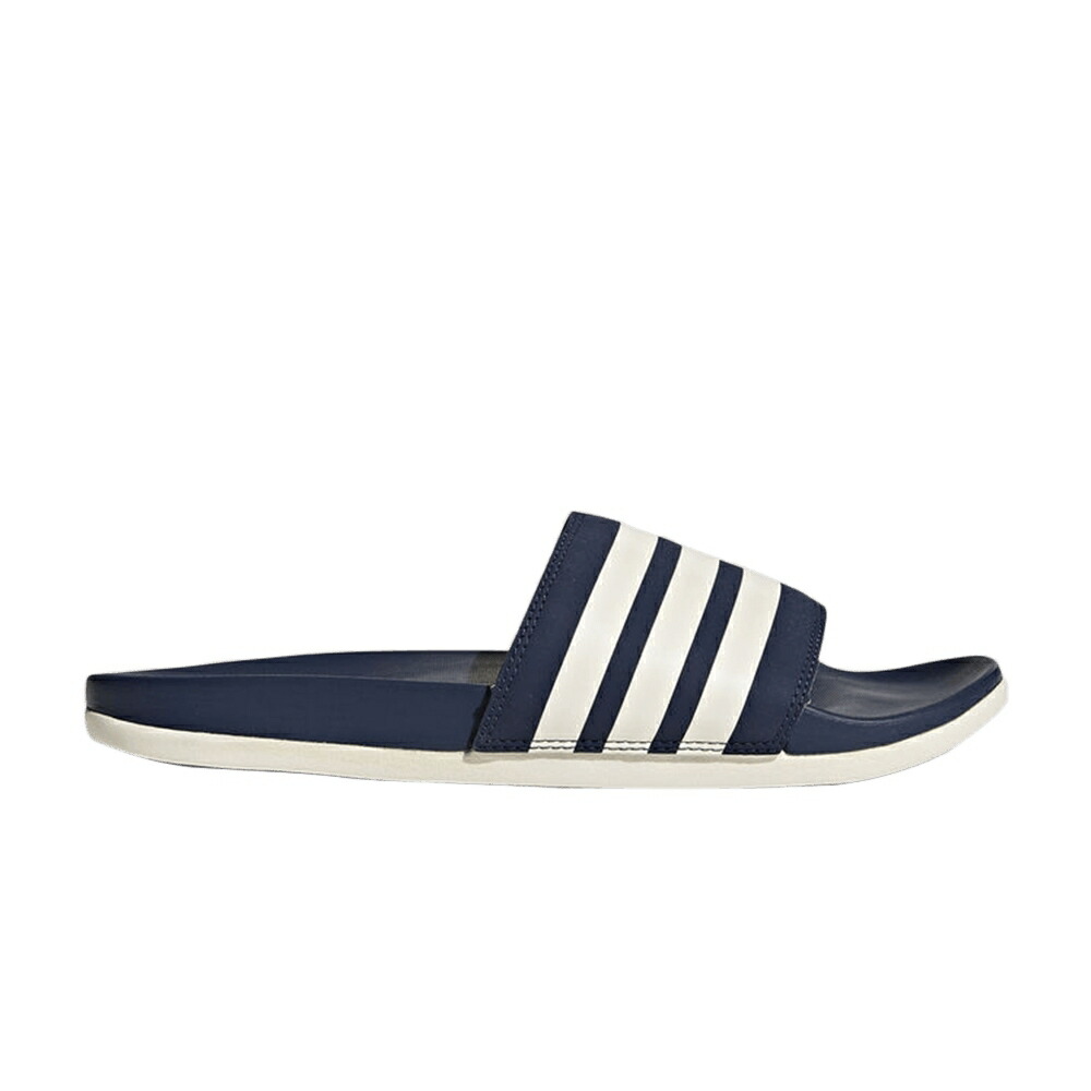 アディダス アディレッタ 縞模様 サンダル 紺色 米国海軍 白いこと 白いこと スニーカー メンズ ADIDAS ADILETTE CLOUDFOAM PLUS STRIPE SLIDE / COLLEGIATE NAVY CHALK WHITE