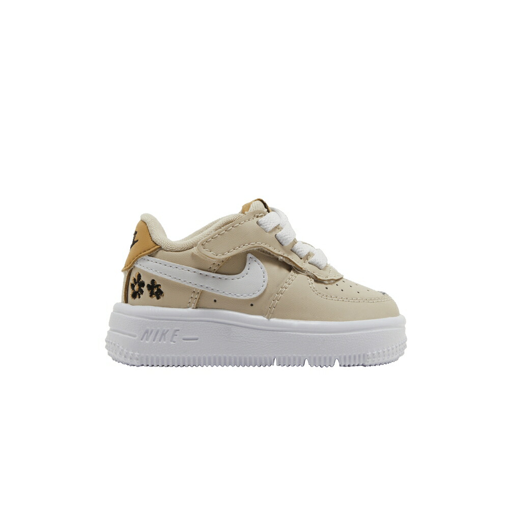 ナイキ 黒色 ブラック 白色 ホワイト 'POWERED FLOWERS' ベビー NIKE FORCE 1 LOW SE EASYON TD BY / SANDDRIFT TWINE BLACK WHITE