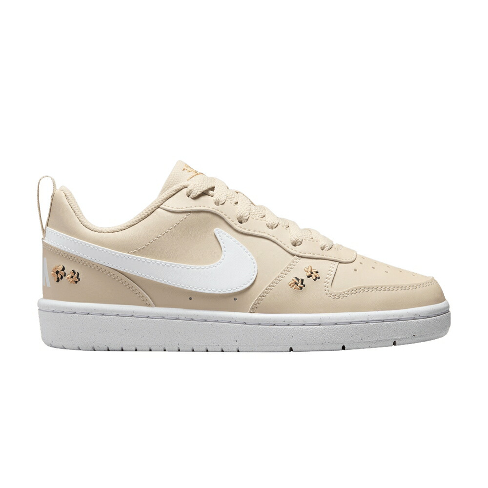 ナイキ コート 黒色 ブラック 白色 ホワイト コートバーロウ 'EMBROIDERED FLORAL' ジュニア キッズ NIKE COURT BOROUGH LOW RECRAFT SE GS / SANDDRIFT TWINE BLACK WHITE ベビー マタニティ スニーカー