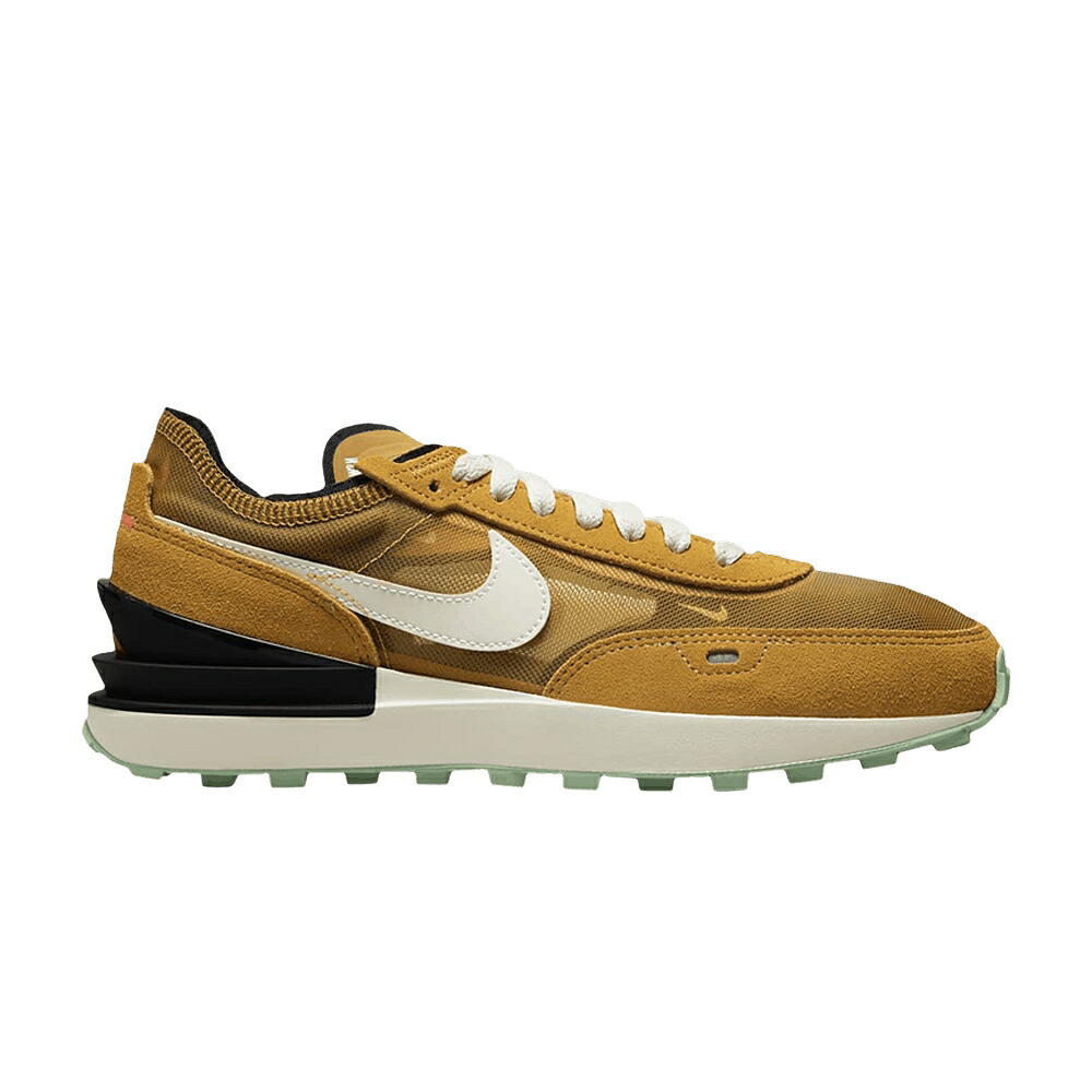 ナイキ ワッフル スエード スウェード ゴールド 黒色 ブラック 緑 グリーン 'GOLD PHANTOM' スニーカー レディース NIKE WMNS WAFFLE ONE SUEDE / GOLD SUEDE BLACK ENAMEL GREEN|スニケス
