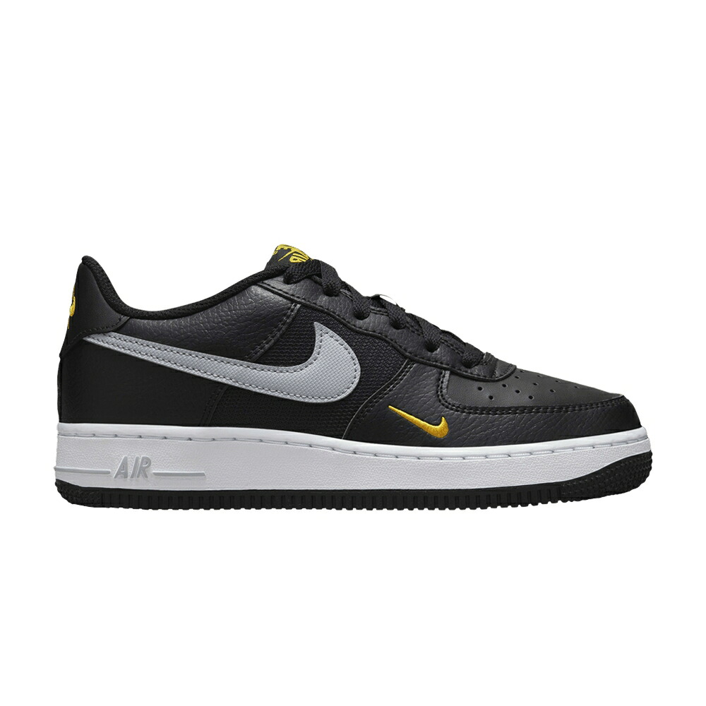 ナイキ 薄墨色 薄墨色 ゴールド 黒いこと 黒いこと 空軍 \u0027BLACK SWOOSH\u0027 御坊っちゃん キッズ NIKE AIR FORCE 1 LOW GS WOLF GREY GOLD MINI / BLACK WOLF GREY UNIVERSITY GOLD もの言う花 マタニティ スニーカー