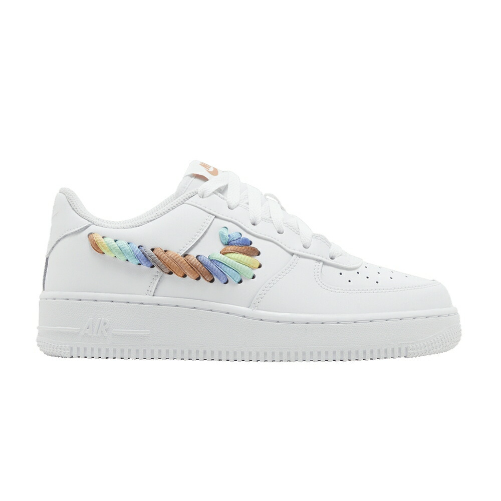 ナイキ 白色 ホワイト エアフォース RAINBOW SWOOSH ジュニア キッズ NIKE AIR FORCE 1 LOW GS LACE / WHITE MULTI COLOR TERRA BLUSH ベビー マタニティ スニーカー