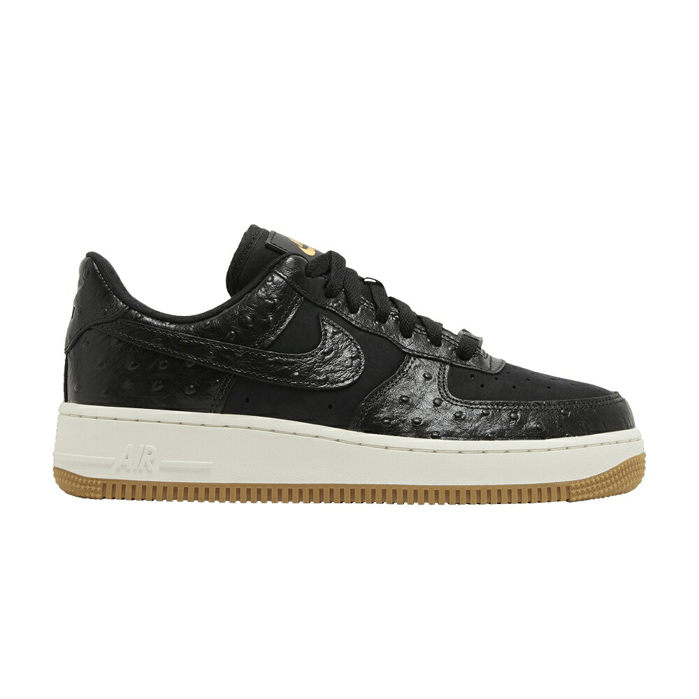 ナイキ 黒いこと 黒いこと 赤銅色 赤銅色 空軍 \u002707 \u0027BLACK OSTRICH\u0027 スニーカー レディース NIKE WMNS AIR FORCE 1 LX / BLACK SAIL GUM LIGHT BROWN