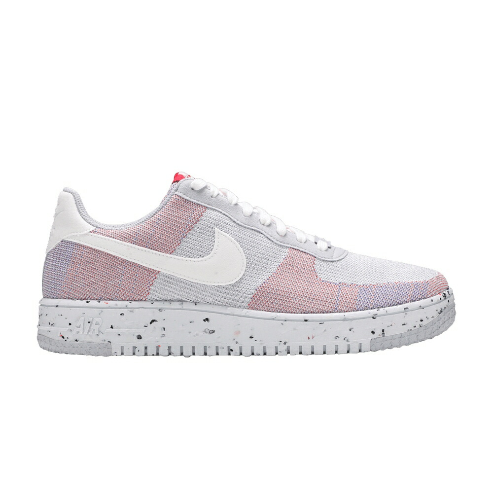 ナイキ フライニット 灰色 グレー ピュア プラチナム 赤 レッド エアフォース WOLF GREY スニーカー メンズ NIKE AIR FORCE 1 CRATER FLYKNIT / WOLF GREY PURE PLATINUM GYM RED