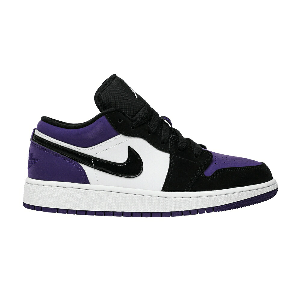 ナイキ 白色 ホワイト 黒色 ブラック コート 紫 パープル エアジョーダン 'COURT PURPLE' ジュニア キッズ AIR JORDAN AIR JORDAN 1 LOW GS / WHITE BLACK COURT PURPLE ベビー マタニティ スニーカー|スニケス