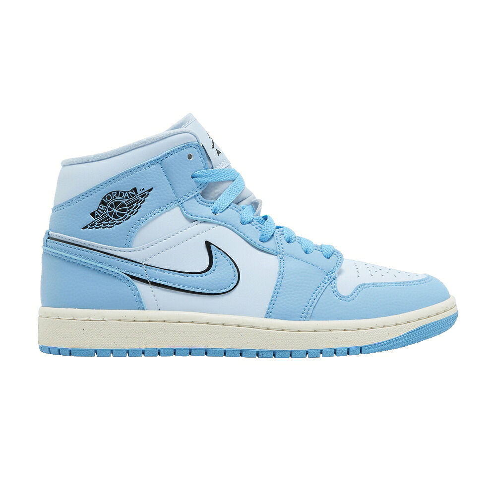 ナイキ ミッド 青み 青色 黒いこと 黒いこと エアジョーダン \u0027ICE BLUE\u0027 スニーカー レディース AIR JORDAN WMNS AIR JORDAN 1 MID SE / ICE BLUE BLACK SAIL DARK POWDER