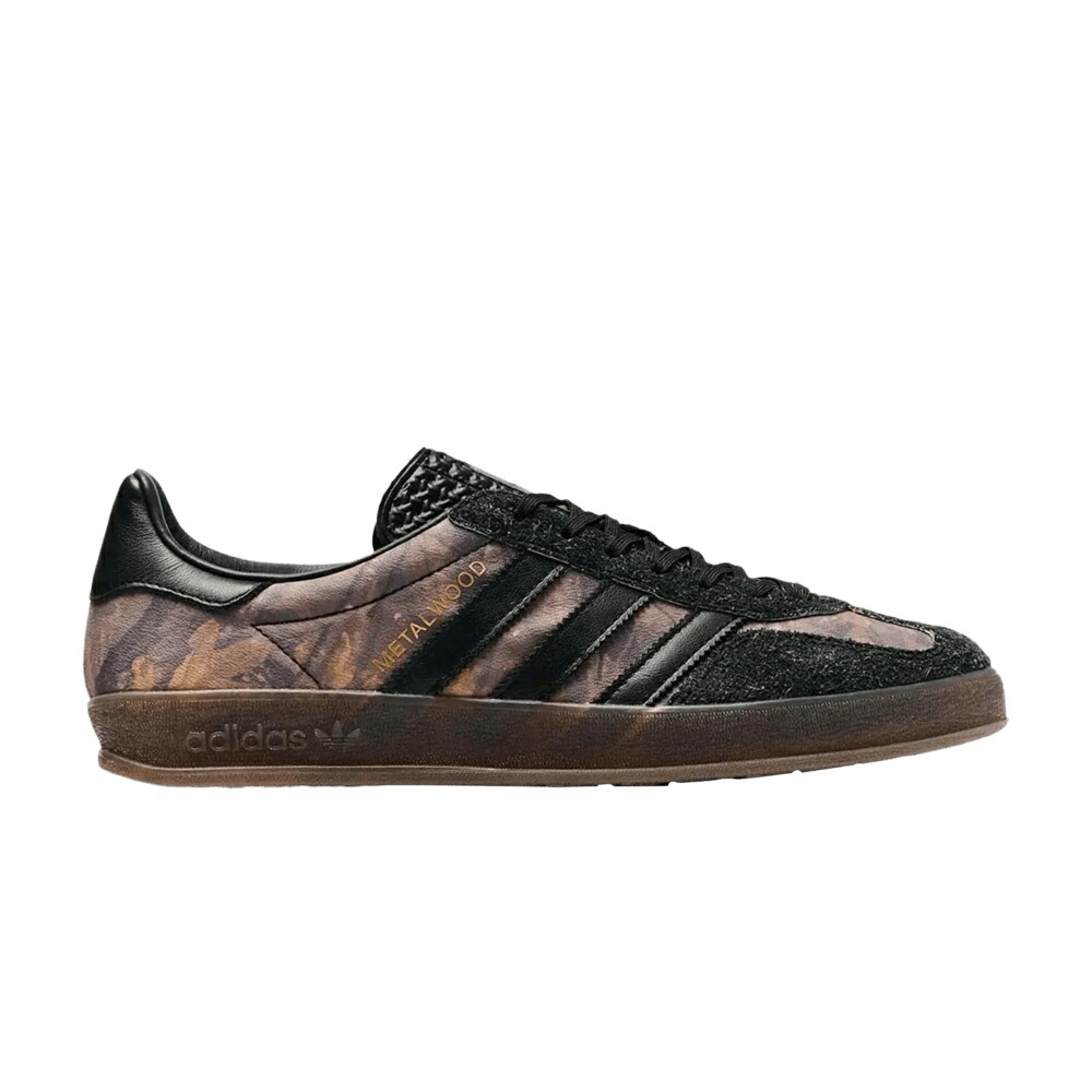 アディダス スタジオ ガゼル コア 黒色 ブラック REAL CAMO スニーカー メンズ ADIDAS METALWOOD STUDIO X GAZELLE INDOOR LEAF / CORE BLACK CORE BLACK GUM 5
