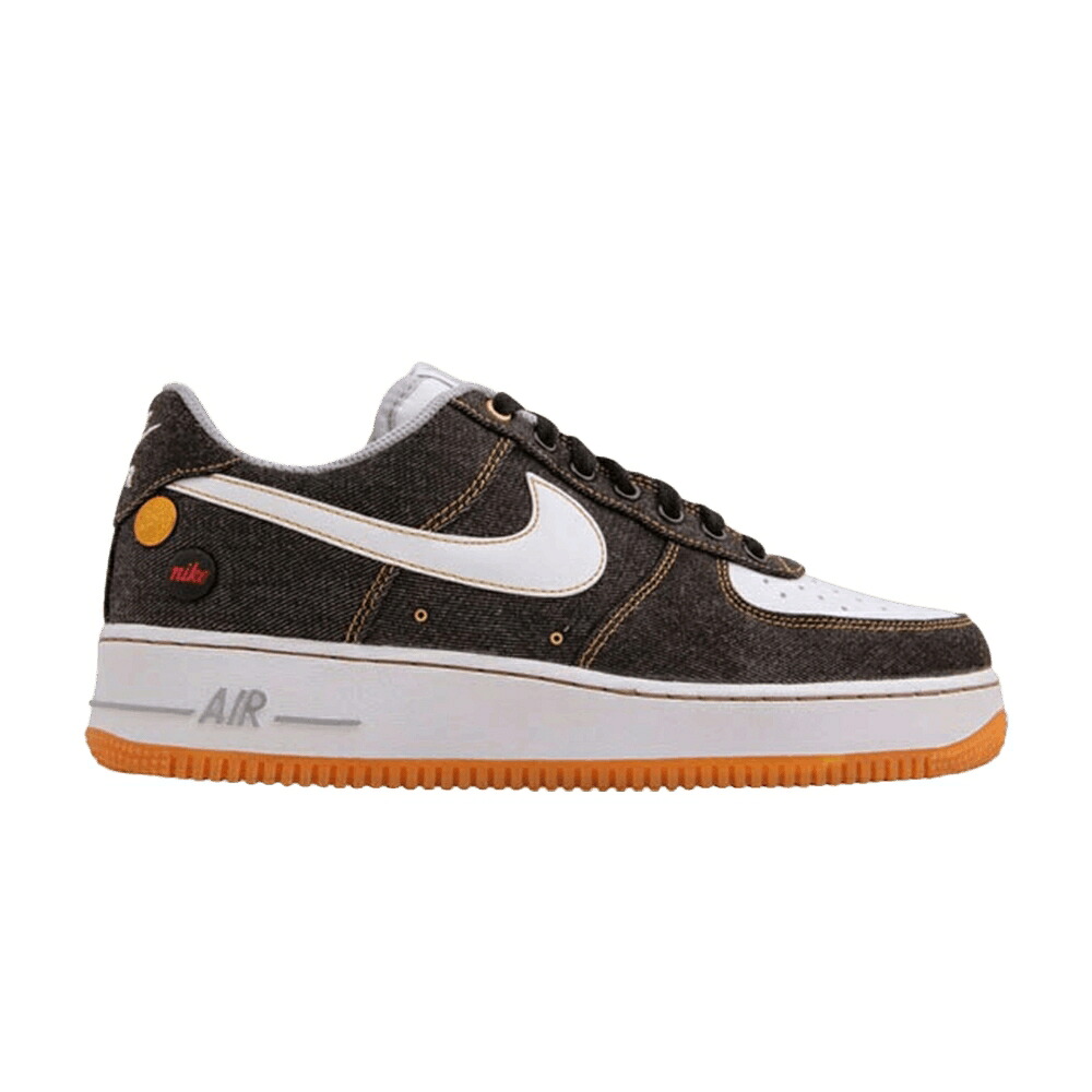 ナイキ 黒色 ブラック 白色 ホワイト 茶色 ブラウン エアフォース '07 'BLACK DENIM' スニーカー メンズ NIKE AIR FORCE 1 LOW / BLACK WHITE GUM MEDIUM BROWN