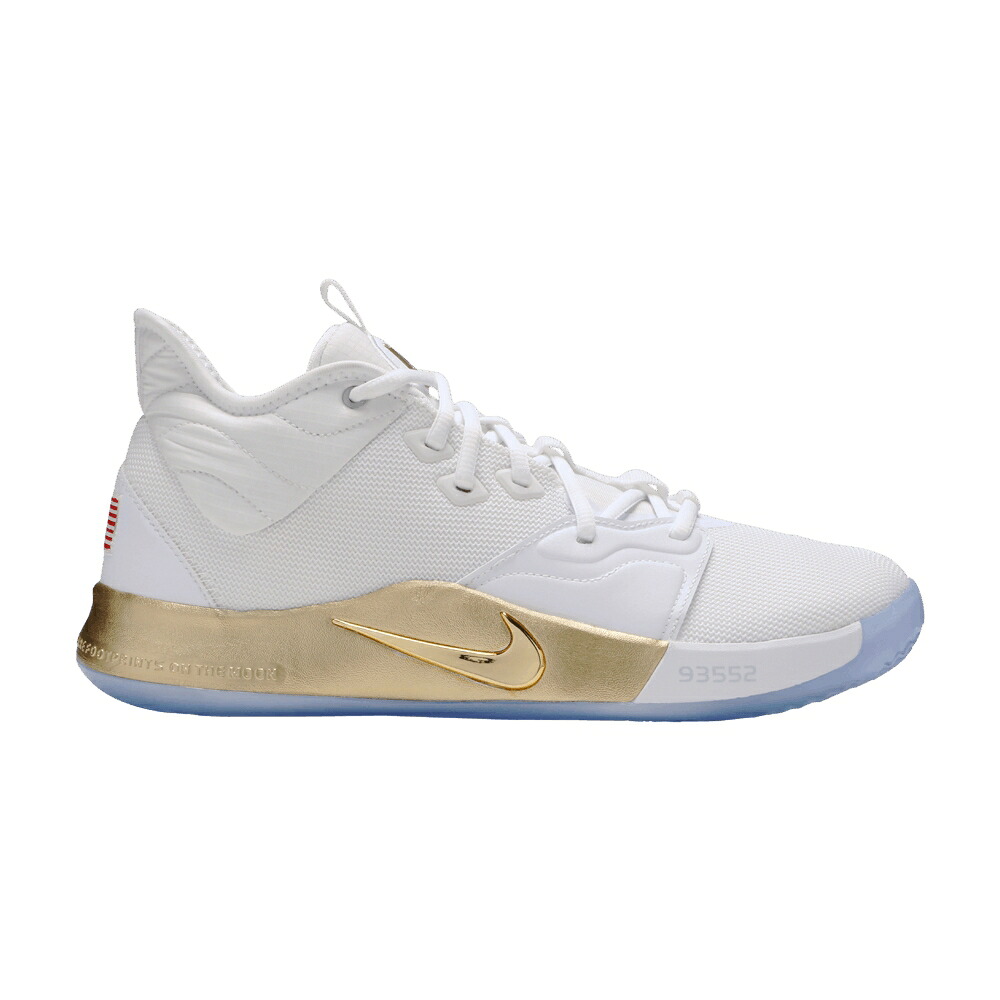ナイキ 白いこと 白いこと ゴールド \u0027APOLLO MISSIONS\u0027 スニーカー メンズ NIKE NASA X PG 3 / WHITE METALLIC GOLD