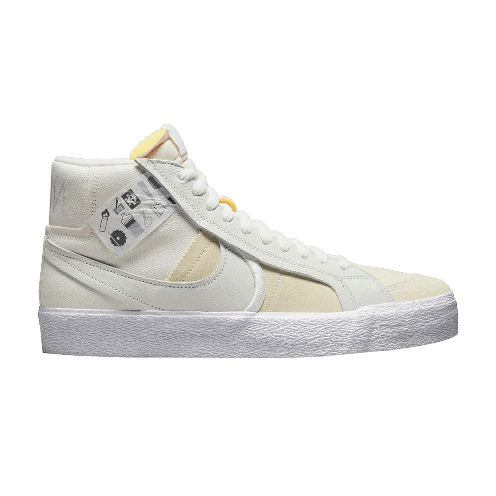 ナイキ ブレイザー ミッド エスビー 白色 ホワイト 'WARNING LABEL' スニーカー メンズ NIKE BLAZER MID SB / SUMMIT WHITE SUMMIT WHITE SAIL｜スニケス