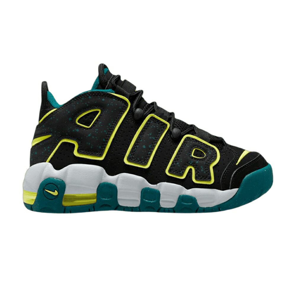ナイキ アップテンポ 黒色 ブラック 翡翠 ジェード エアモアアップテンポ モアテン 'BLACK TEAL' ジュニア キッズ NIKE AIR MORE UPTEMPO PS GEODE / BLACK GEODE TEAL CLEAR JADE VOLT ベビー マタニティ スニ
