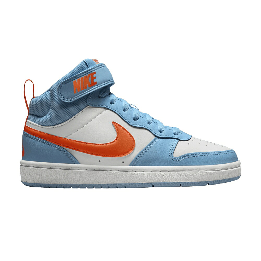 ナイキ コート ミッド 青色 ブルー 白色 ホワイト 橙 オレンジ コートバーロウ 'AQUARIUS ORANGE' ジュニア キッズ NIKE COURT BOROUGH MID 2 GS BLUE TOTAL / AQUARIUS BLUE WHITE TOTAL ORANGE ベビー マタニティ