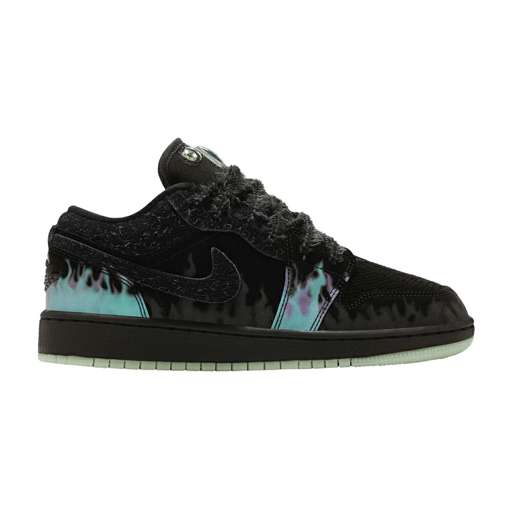 ナイキ 黒色 ブラック 緑 グリーン エアジョーダン 'FORTUNE FLY' ジュニア キッズ AIR JORDAN AIR JORDAN 1 LOW GS / BLACK GREEN FROST BLACK ベビー マタニティ スニーカー｜スニケス