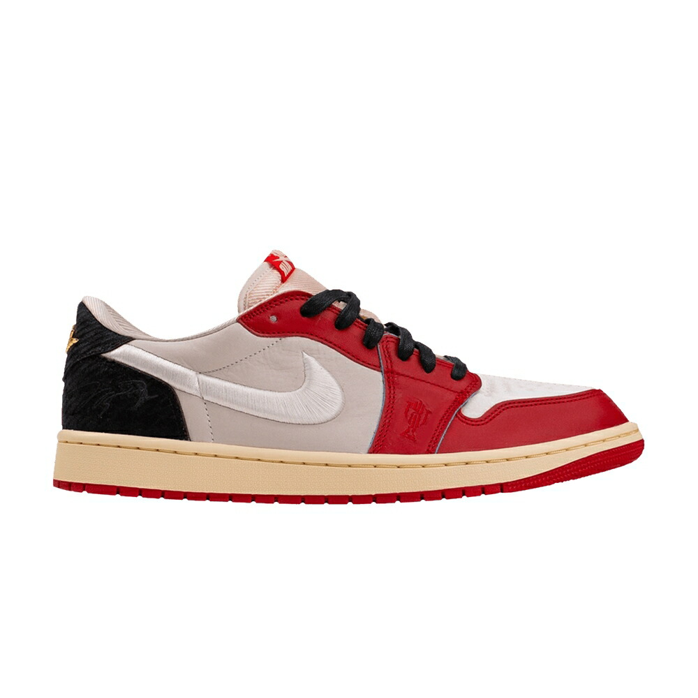 ナイキ 赤 レッド 黒色 ブラック エアジョーダン 'ROOKIE HOME' スニーカー メンズ AIR JORDAN TROPHY ROOM X AIR JORDAN 1 RETRO LOW OG SP CARD - SAMPLE / SAIL VARSITY RED BLACK