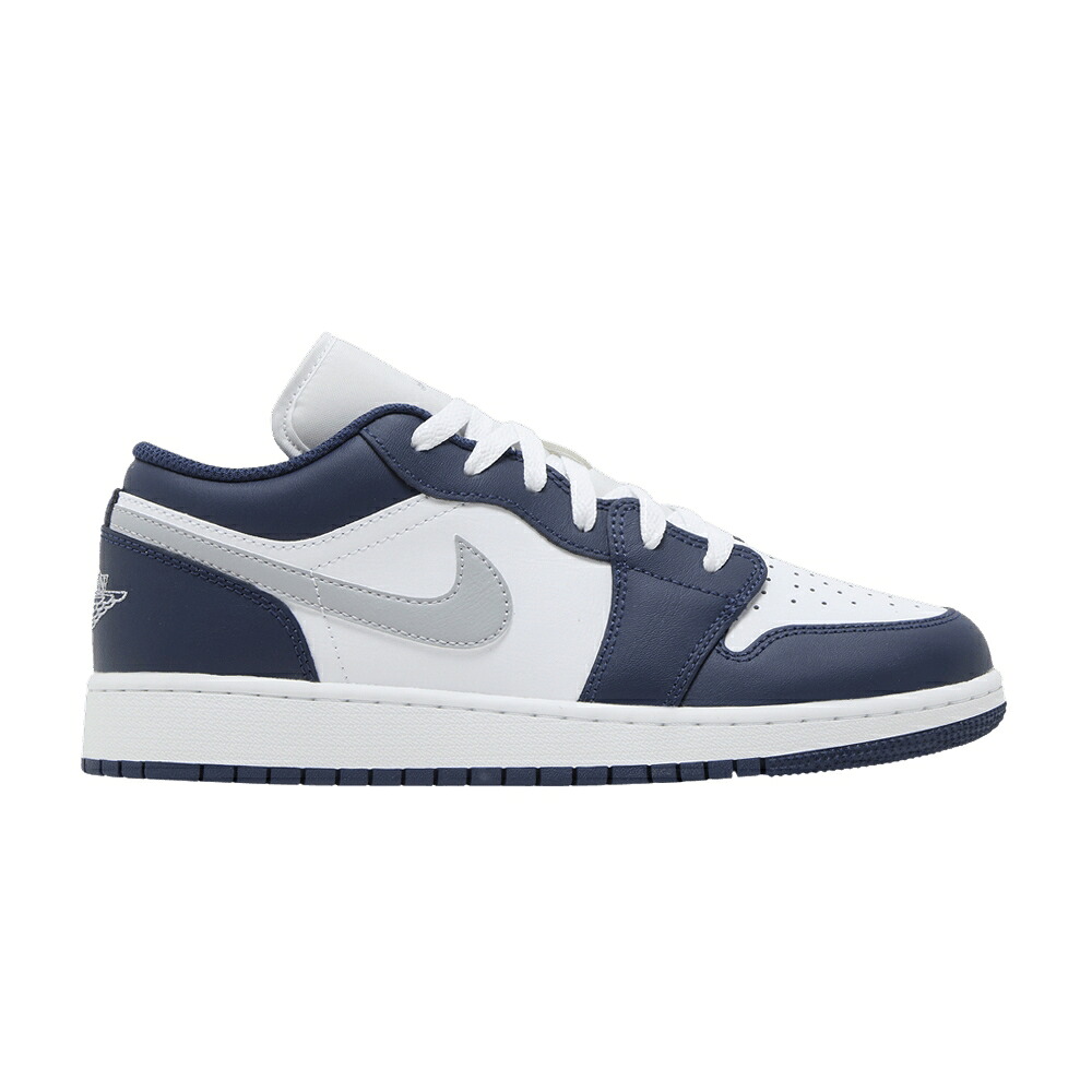 ナイキ 紺色 ネイビー 白色 ホワイト 灰色 グレー エアジョーダン 'MIDNIGHT GREY' ジュニア キッズ AIR JORDAN AIR JORDAN 1 LOW GS NAVY WOLF / WHITE MIDNIGHT NAVY WOLF GREY ベビー マタニティ スニーカー|スニケス