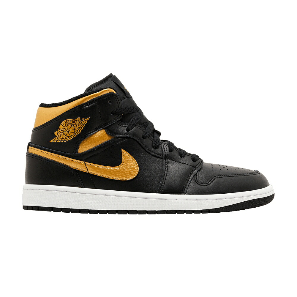 ナイキ ミッド 黒色 ブラック ゴールド 白色 ホワイト エアジョーダン 'BLACK GOLD' スニーカー メンズ AIR JORDAN AIR JORDAN 1 MID METALLIC / BLACK METALLIC GOLD WHITE