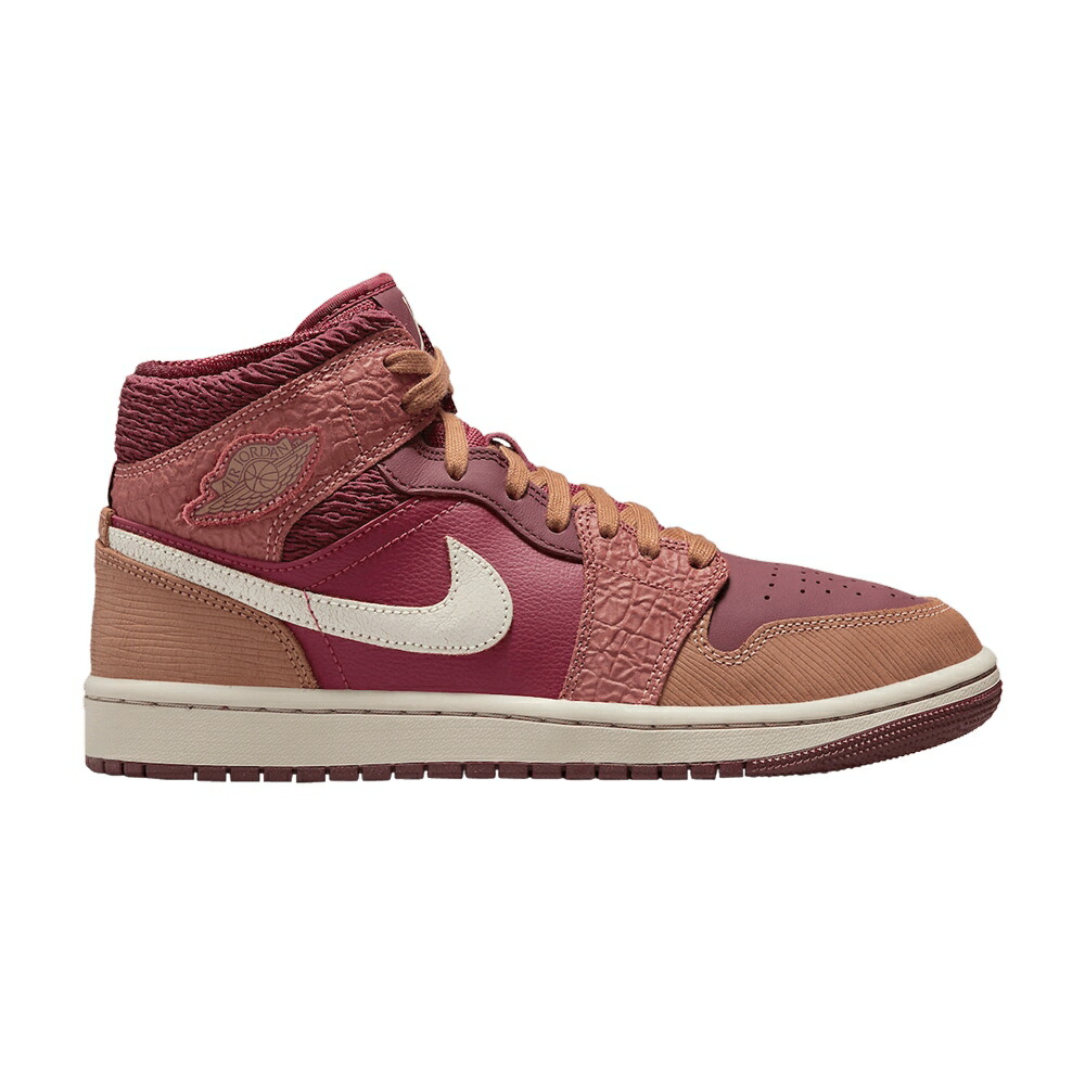 ナイキ ミッド ラッシュ マルーン エアジョーダン 'AFRICA' スニーカー レディース AIR JORDAN WMNS AIR JORDAN 1 MID / RUSH MAROON SANDDRIFT MINERAL