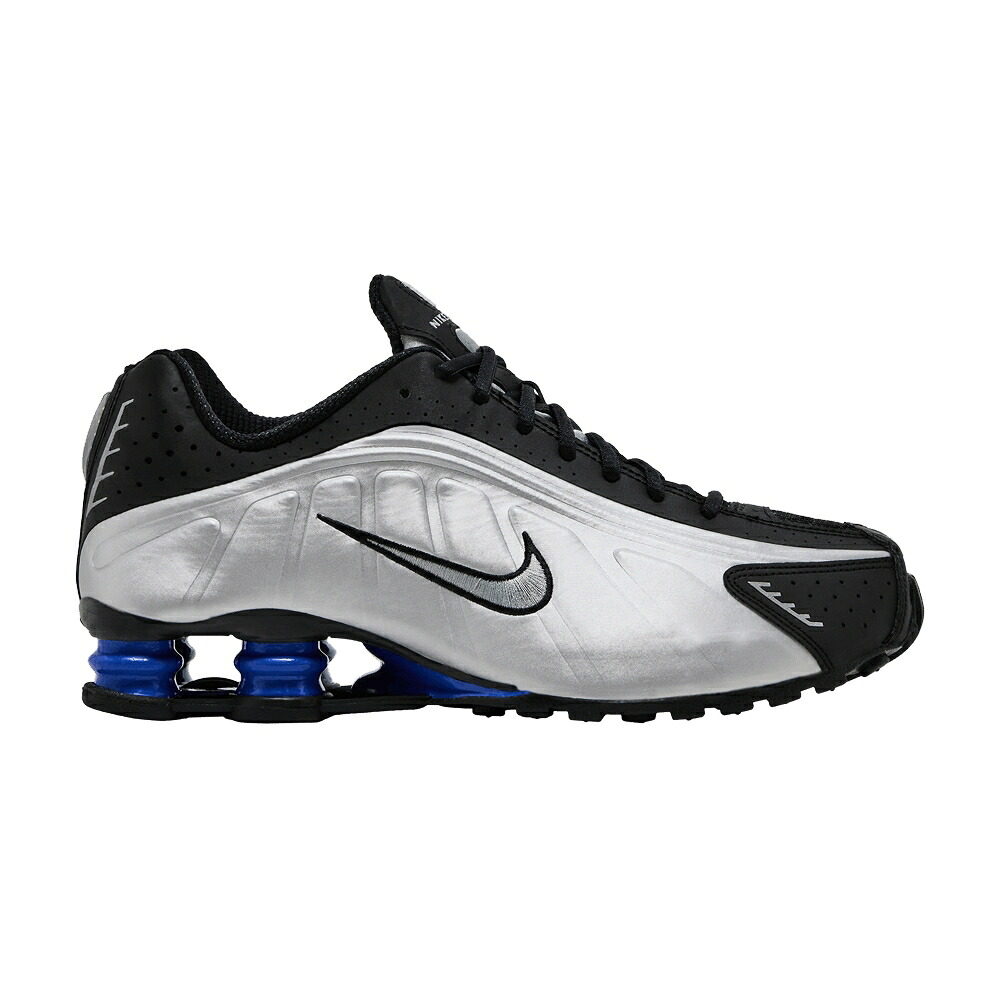 ナイキ ショックス しろがね色 しろがね色 黒いこと 黒いこと 青み 青色 \u0027METALLIC BLUE\u0027 スニーカー レディース NIKE WMNS SHOX R4 SILVER RACER / BLACK RACER BLUE METALLIC SILVER