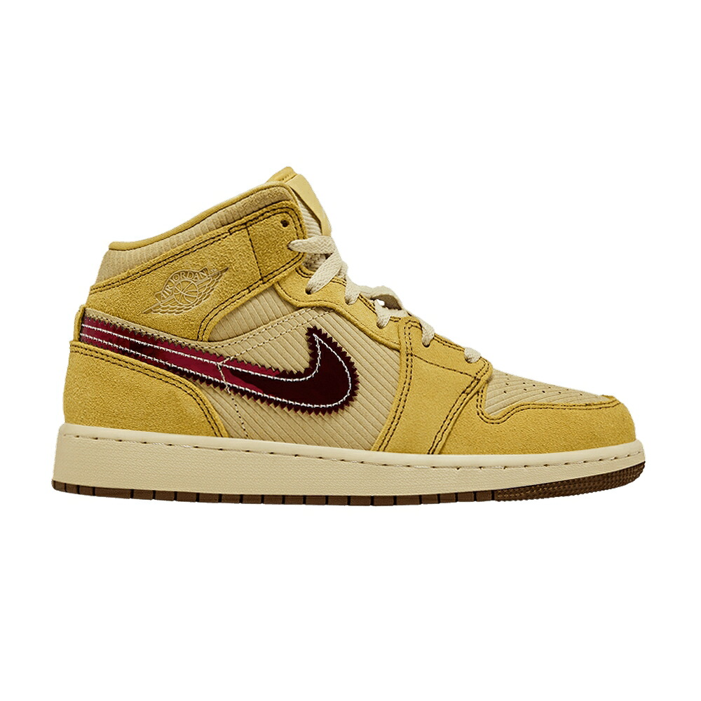 ナイキ ミッド ゴールド 野球クラブ エアジョーダン \u0027FRENCH FRIES\u0027 お坊っちゃん キッズ AIR JORDAN AIR JORDAN 1 MID SE GS / SATURN GOLD TEAM GOLD MUSLIN もの言う花 マタニティ スニーカー