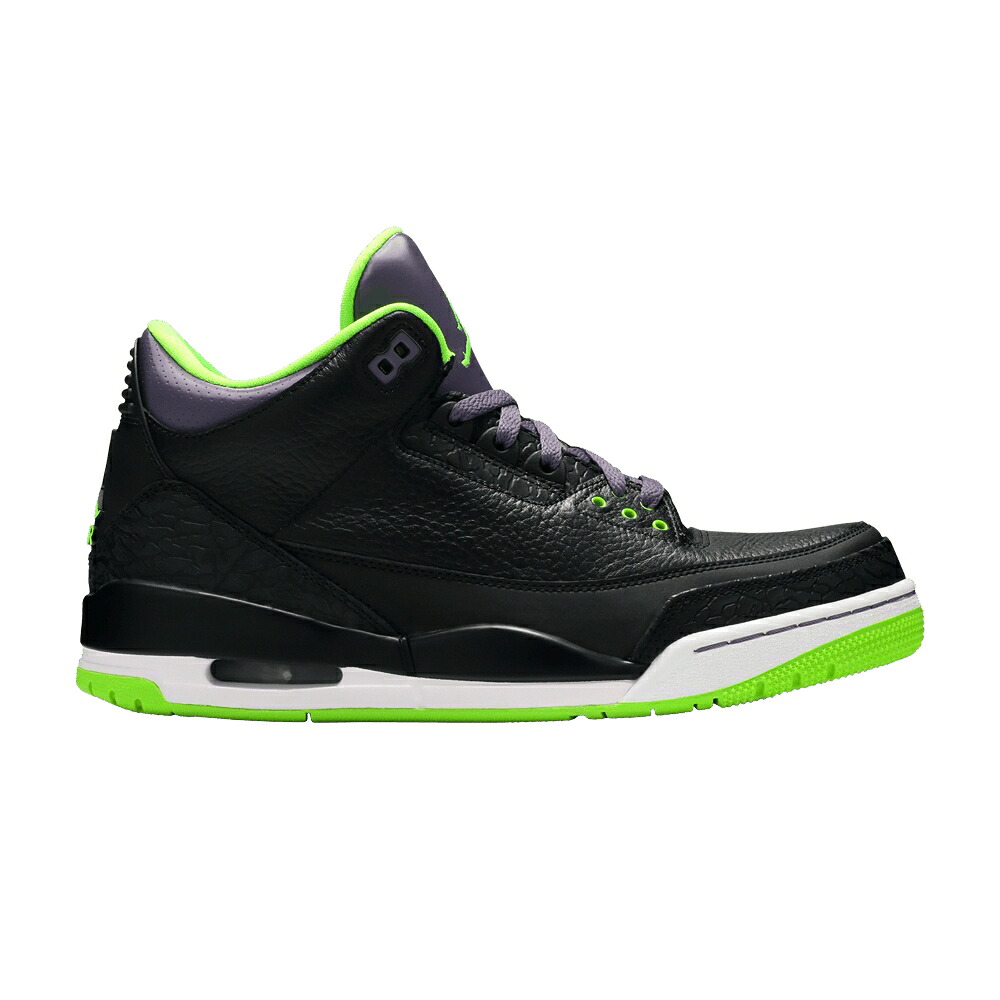 ナイキ 黒いこと 黒いこと エアジョーダン \u0027JOKER\u0027 スニーカー メンズ AIR JORDAN AIR JORDAN 3 RETRO / BLACK ELCTRC GRN CNYN PRPL WHT