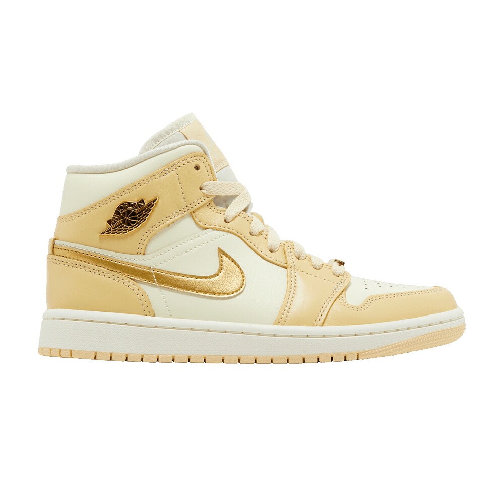 ナイキ ミッド ゴールド エアジョーダン \u0027PALE GOLD\u0027 スニーカー レディース AIR JORDAN WMNS AIR JORDAN 1 MID VANILLA / PALE VANILLA METALLIC GOLD