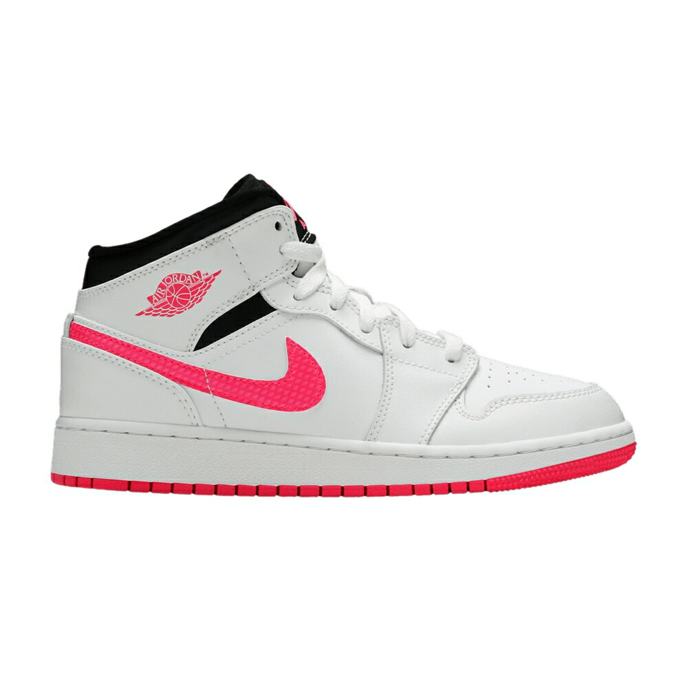 ナイキ ミッド 白いこと 白いこと 黒いこと 黒いこと サクラ色 エアジョーダン \u0027HYPER PINK\u0027 お坊っちゃん キッズ AIR JORDAN AIR JORDAN 1 RETRO MID GS / WHITE BLACK HYPER PINK もの言う花 マタニティ スニーカー