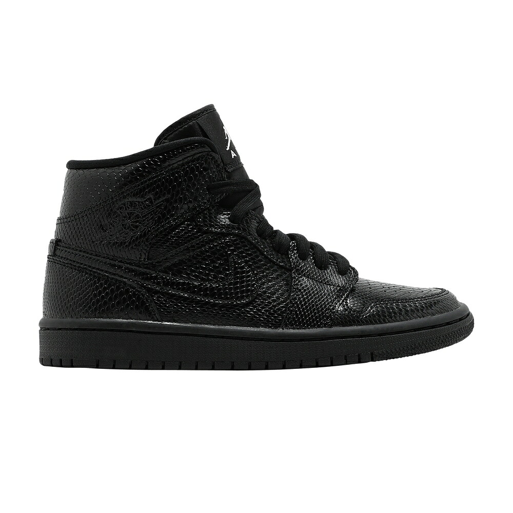ナイキ ミッド 黒色 ブラック 白色 ホワイト エアジョーダン 'BLACK SNAKESKIN' スニーカー レディース AIR JORDAN WMNS AIR JORDAN 1 MID / BLACK WHITE BLACK|スニケス
