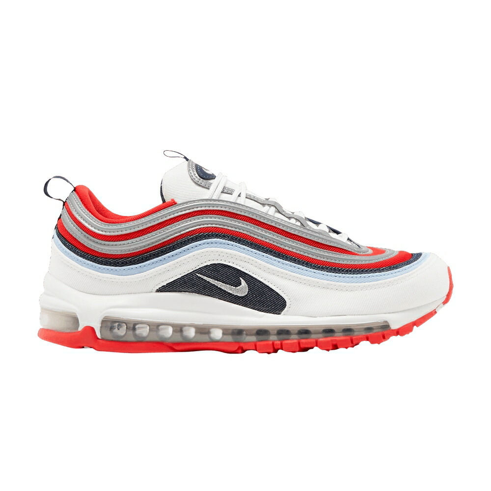 ナイキ マックス 赤 レッド 銀色 シルバー 白色 ホワイト エアマックス USA DENIM スニーカー メンズ NIKE AIR MAX 97 / CHILE RED METALLIC SILVER WHITE
