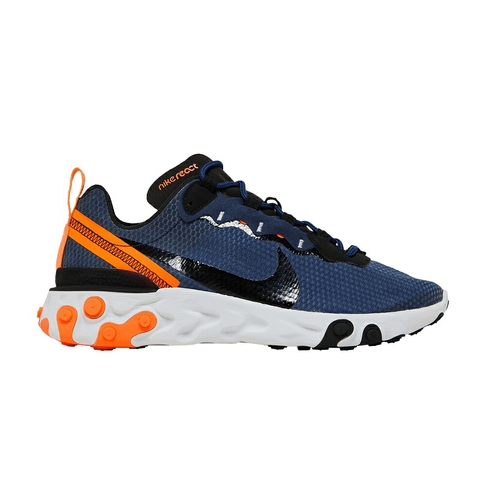 ナイキ リアクト 化学元素 紺色 米国海軍 橙 オレンジ色 \u0027MIDNIGHT NAVY\u0027 スニーカー メンズ NIKE REACT ELEMENT 55 / MIDNIGHT NAVY TOTAL ORANGE