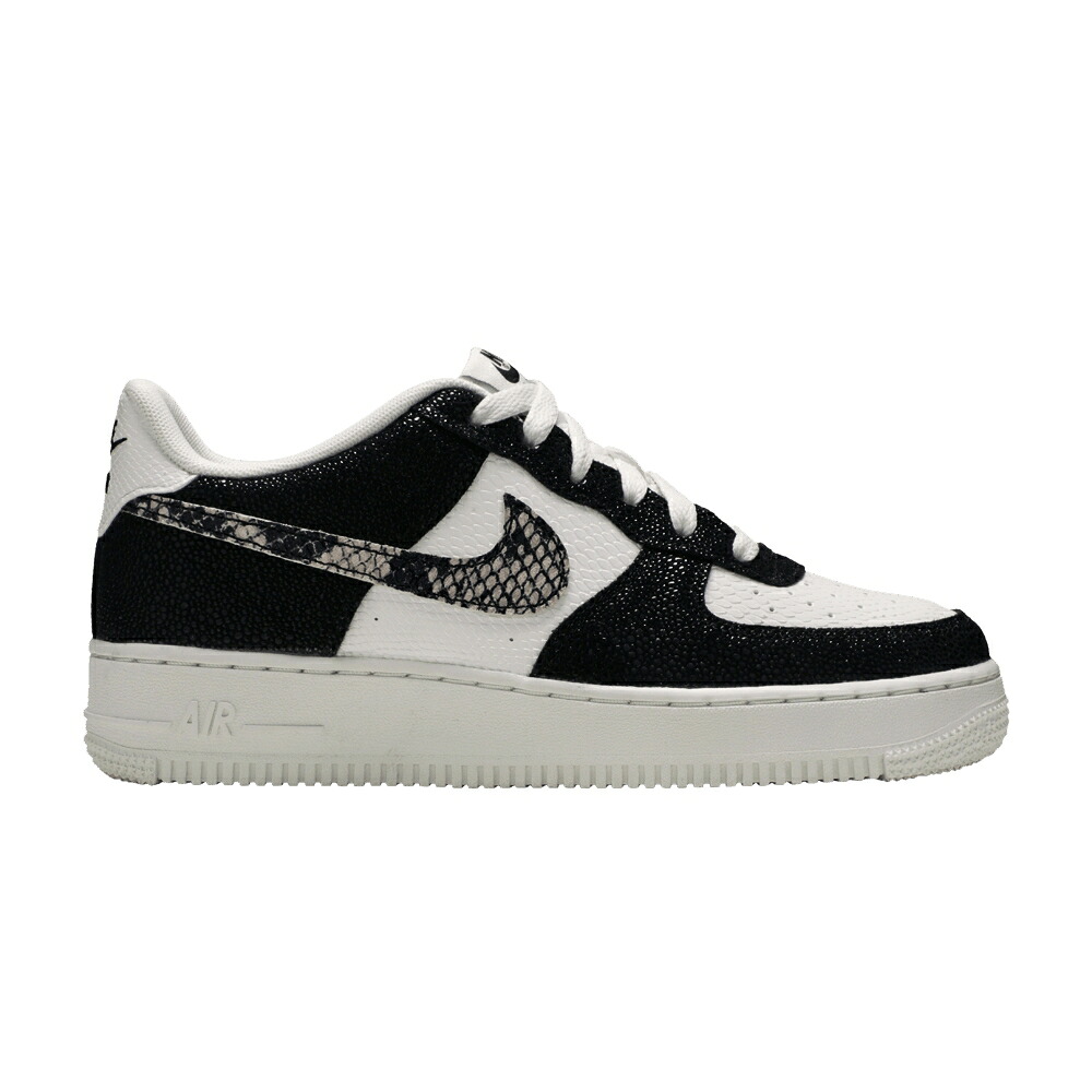 ナイキ 白いこと 白いこと 黒いこと 黒いこと 空軍 \u0027SNAKESKIN\u0027 お坊っちゃん キッズ NIKE AIR FORCE 1 LOW LV8 GS / SUMMIT WHITE BLACK もの言う花 マタニティ スニーカー