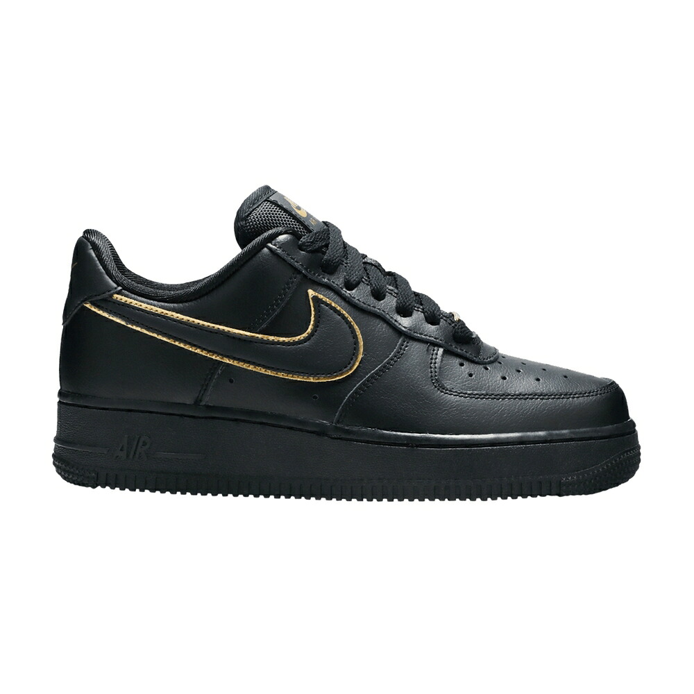 ナイキ ゴールド 黒いこと 黒いこと 空軍 \u002707 \u0027BLACK SWOOSH\u0027 スニーカー レディース NIKE WMNS AIR FORCE 1 LOW ESSENTIAL GOLD / BLACK BLACK METALLIC GOLD BLACK
