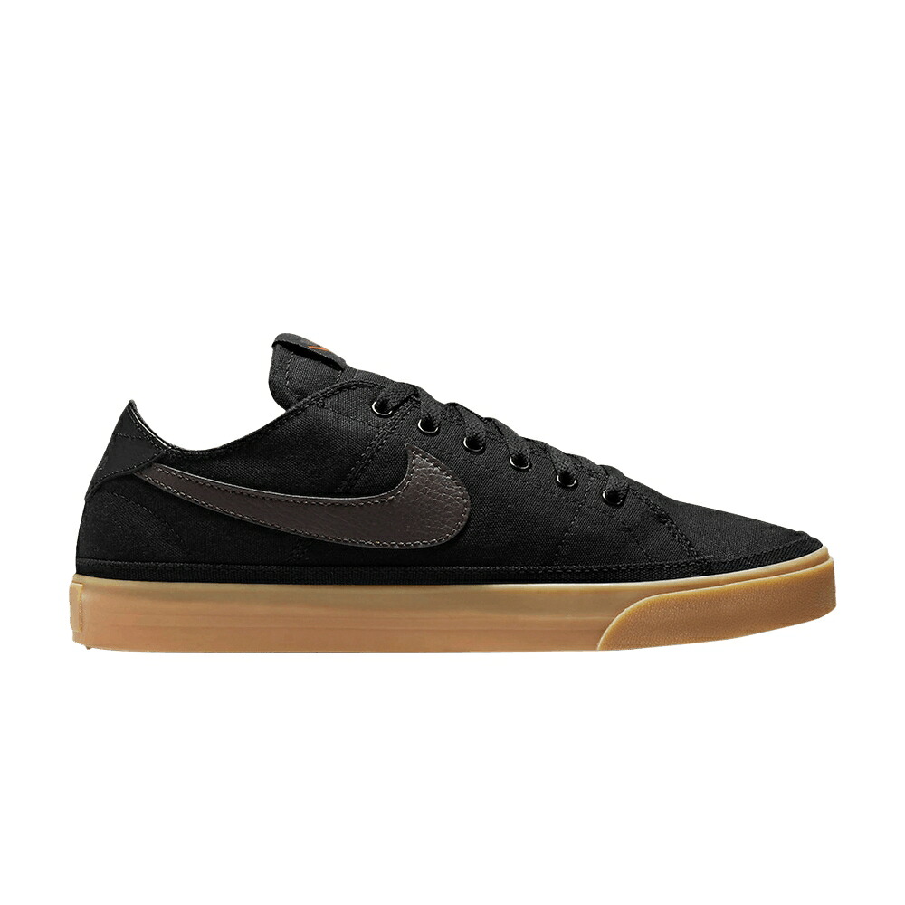 ナイキ コート レガシー 黒色 ブラック 茶色 ブラウン チーム 'BLACK GUM' スニーカー メンズ NIKE COURT LEGACY CANVAS / BLACK GUM LIGHT BROWN TEAM
