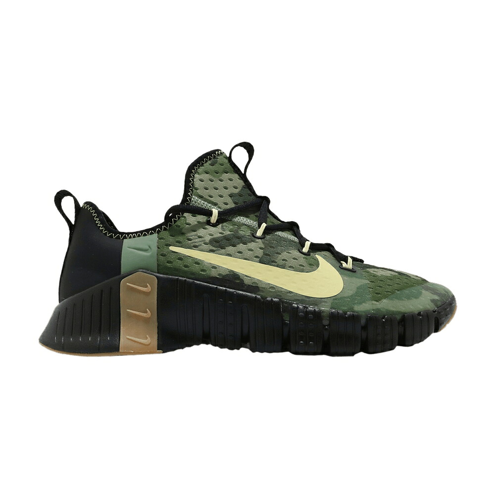 ナイキ フリー 黒色 ブラック 'CAMO' スニーカー メンズ NIKE FREE METCON 3 / BLACK SPIRAL SAGE GUM MEDIUM｜スニケス 64,460円