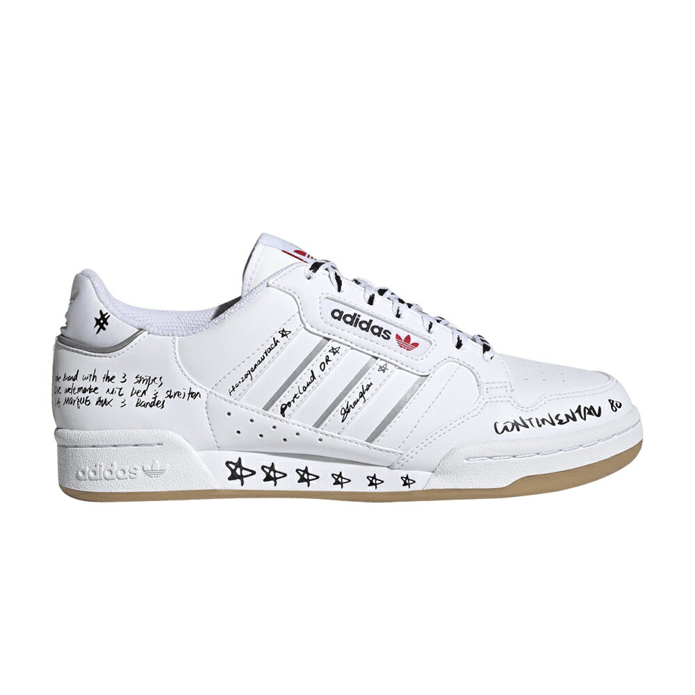 アディダス 白色 ホワイト 灰色 グレー 赤 レッド 'SHARPIE WHITE' スニーカー メンズ ADIDAS CONTINENTAL 80 STRIPES PACK - / CLOUD WHITE GREY TWO VIVID RED