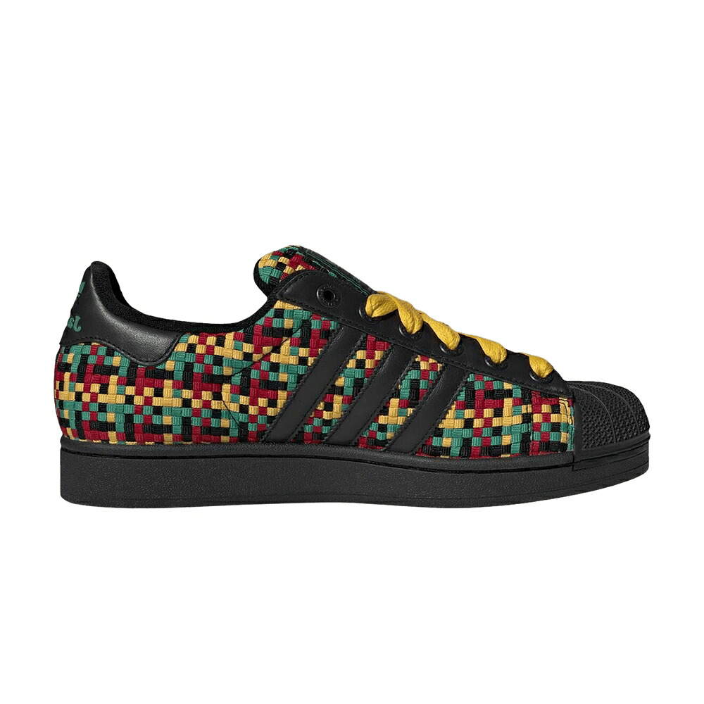 アディダス スーパースター 黒色 ブラック ゴールド 'JAMAICA' スニーカー メンズ ADIDAS BOB MARLEY X SUPERSTAR II / BLACK GOLD MULTICOLOR｜スニケス