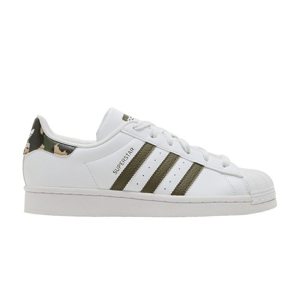 アディダス スーパースター 白色 ホワイト オリーブ 'WHITE CAMO' スニーカー メンズ ADIDAS SUPERSTAR BIG KID / CLOUD WHITE OLIVE STRATA CLOUD