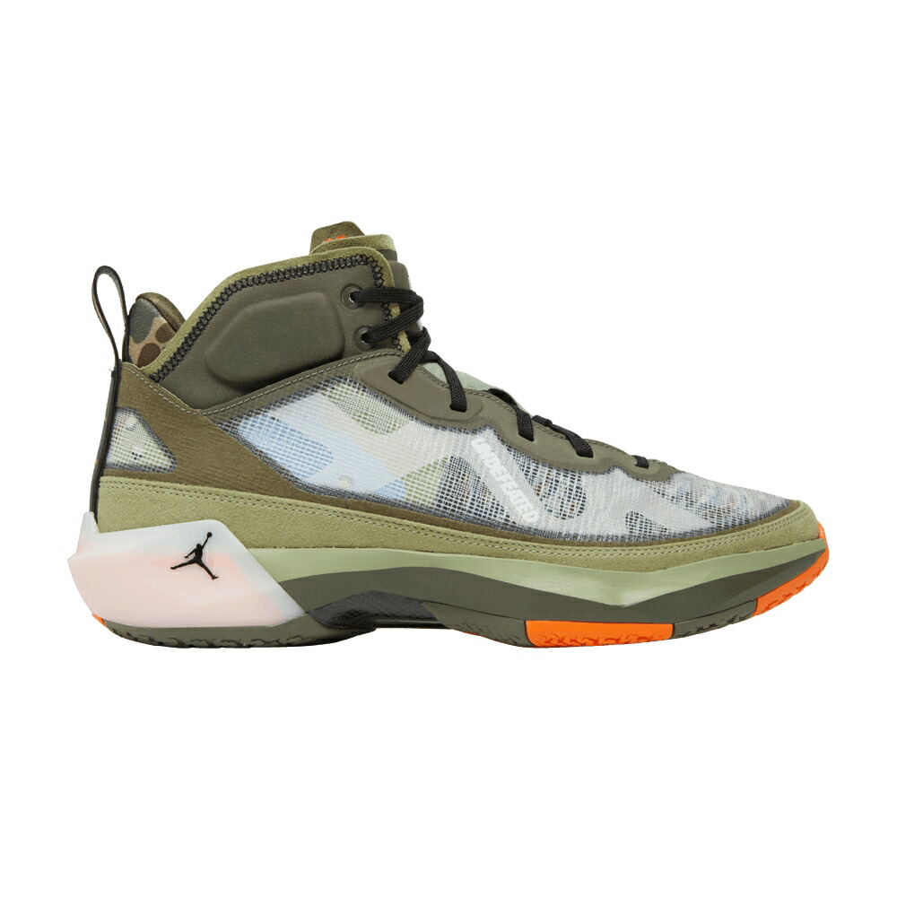 ナイキ アンディフィーテッド 緑 グリーン 黒色 ブラック 橙 オレンジ エアジョーダン FLIGHT JACKET スニーカー メンズ AIR JORDAN UNDEFEATED X AIR JORDAN 37 SP / OIL GREEN BLACK ORANGE HORIZON
