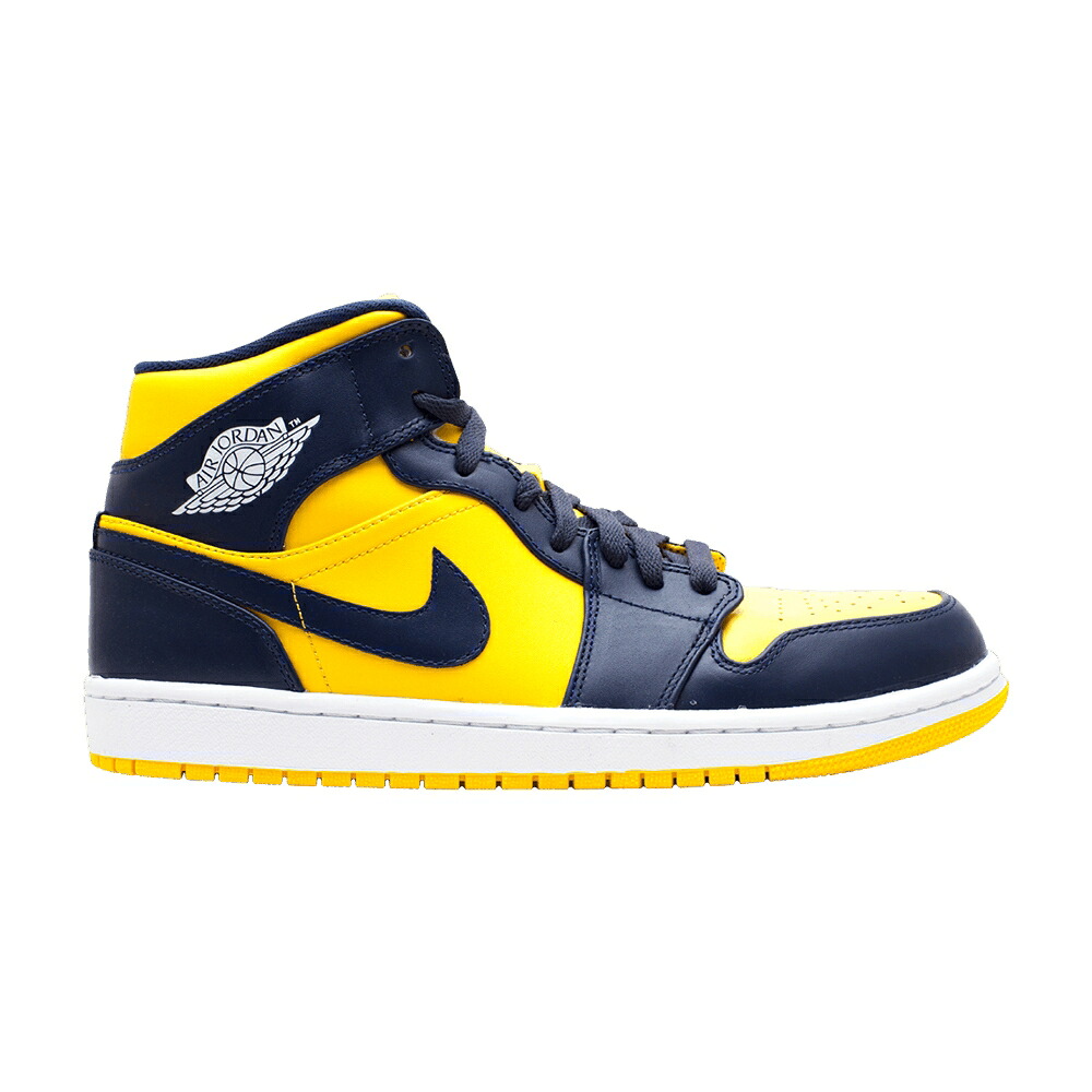 ナイキ ミッド 紺色 米国海軍 エアジョーダン \u0027MICHIGAN\u0027 スニーカー メンズ AIR JORDAN AIR JORDAN 1 MID / VARSITY MAIZE MIDNIGHT NAVY