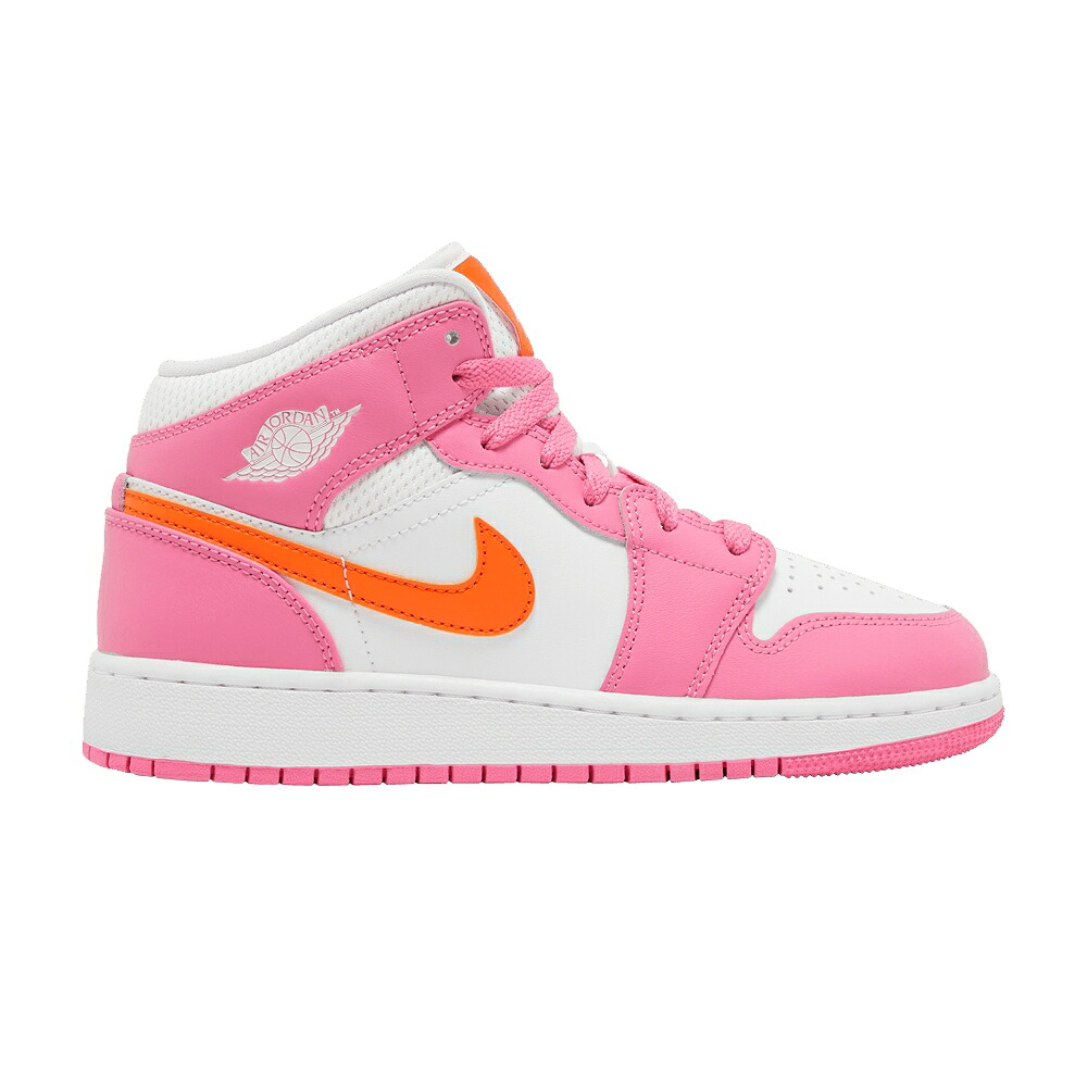 ナイキ ミッド 橙 オレンジ色 白いこと 白いこと エアジョーダン \u0027PINKSICLE ORANGE\u0027 お坊っちゃん キッズ AIR JORDAN AIR JORDAN 1 MID GS / PINKSICLE SAFETY ORANGE WHITE もの言う花 マタニティ スニーカー