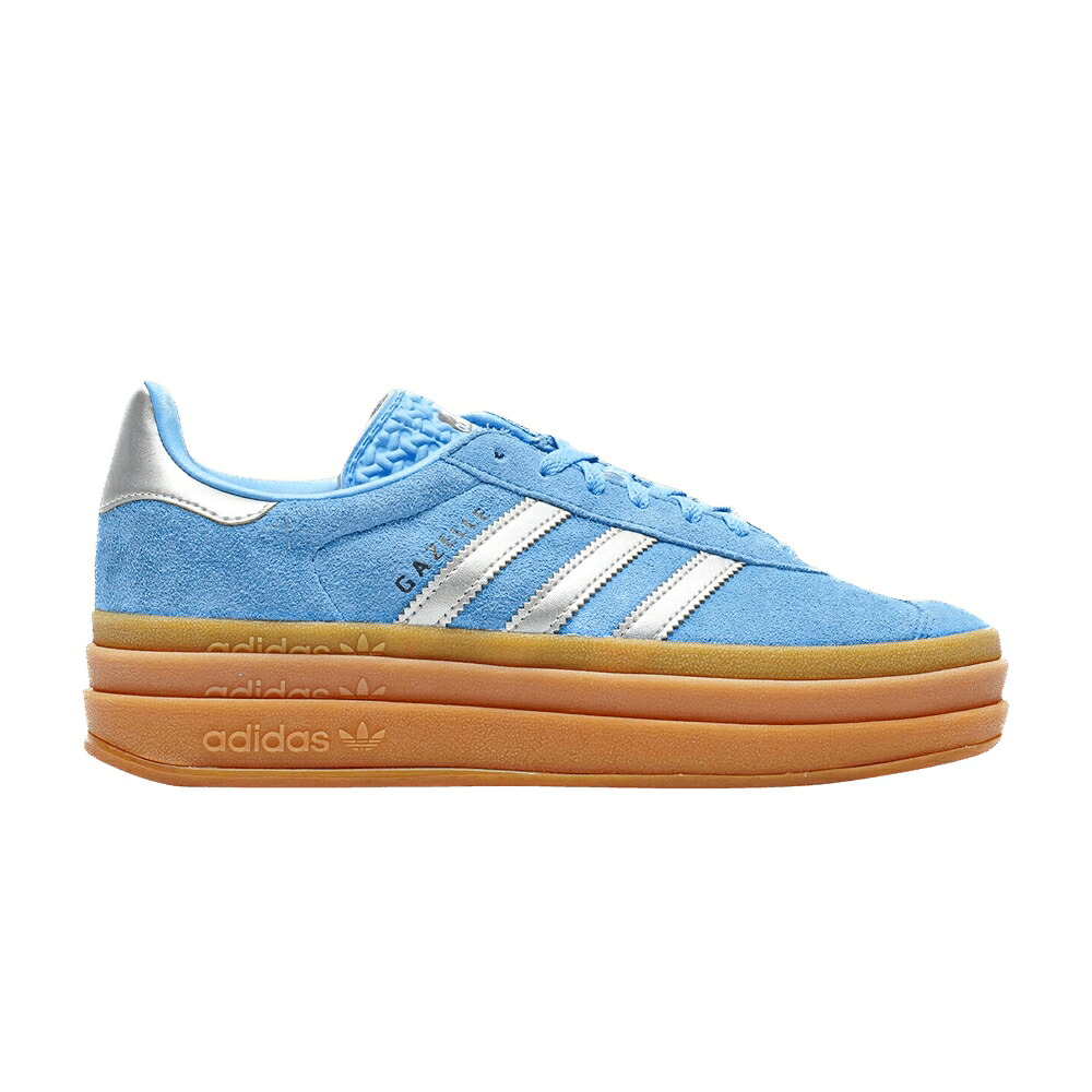 アディダス ガゼル はち切れる しろがね色 しろがね色 青碧 青碧 \u0027BLUE METALLIC\u0027 スニーカー レディース ADIDAS WMNS GAZELLE BOLD BURST SILVER / BLUE BURST SILVER METALLIC