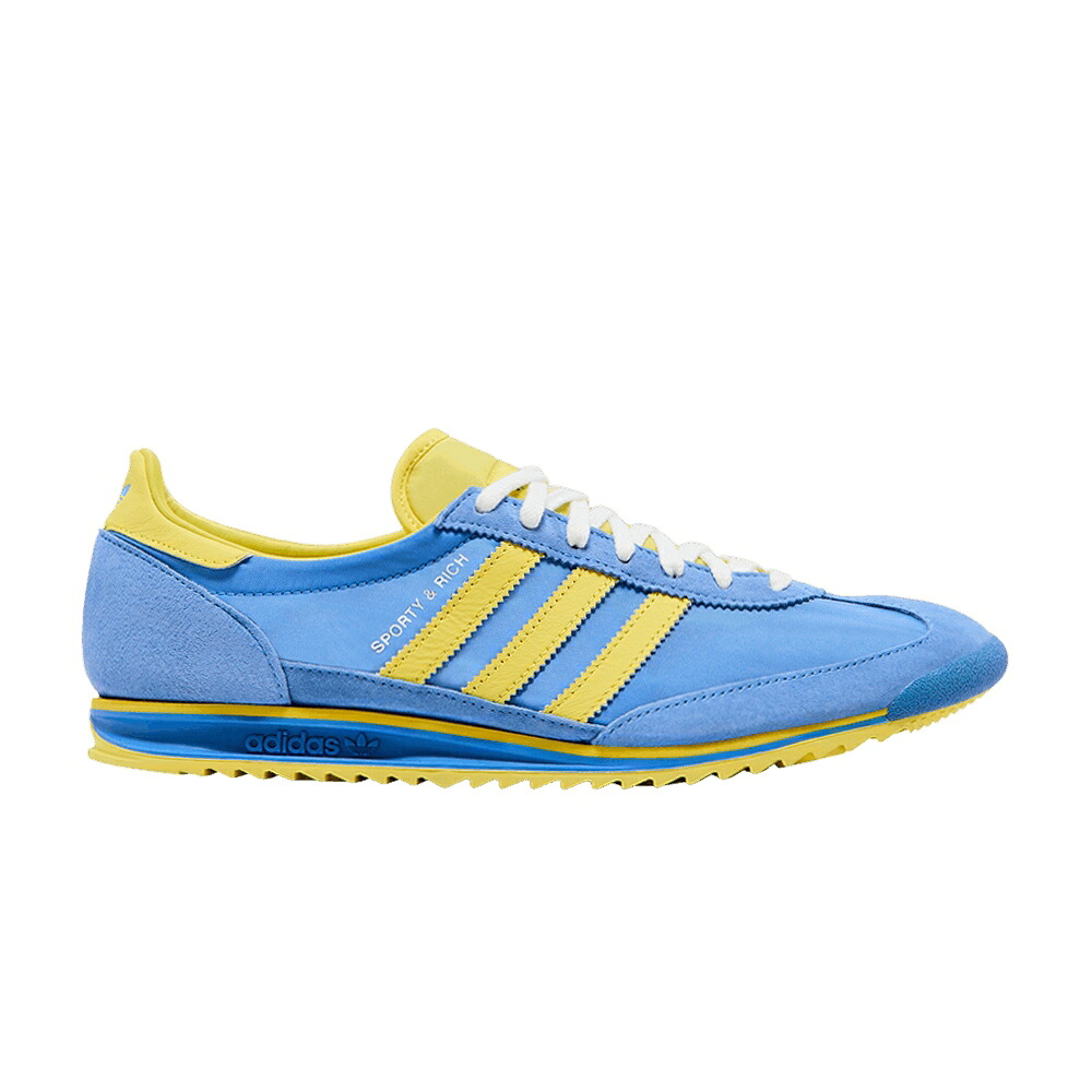 アディダス レアル 青み 青色 黄味がかった 黄色 \u0026 \u0027REAL BLUE\u0027 スニーカー レディース ADIDAS SPORTY RICH X WMNS SL72 OG / REAL BLUE LIGHT YELLOW CLOUD