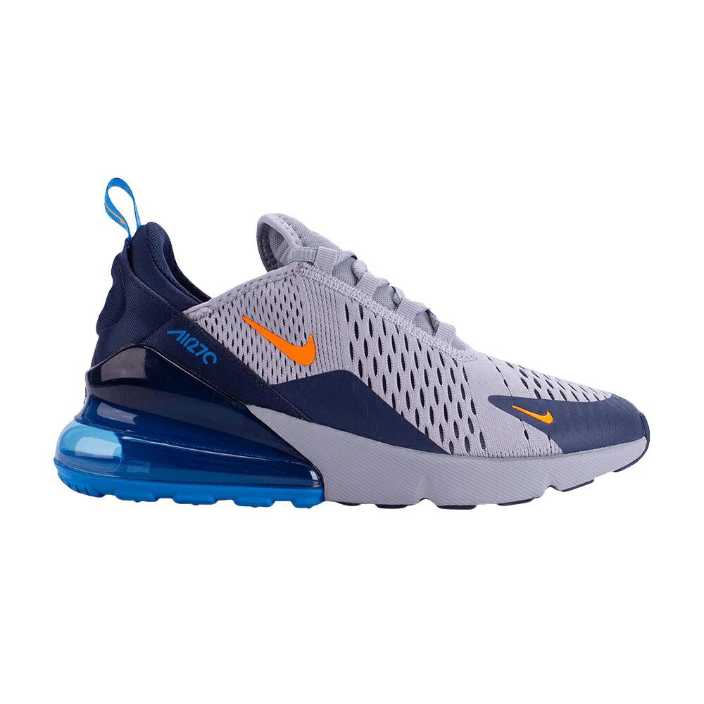 ナイキ マックス 灰色 グレー 紺色 ネイビー エアマックス 'WOLF BLUE' ジュニア キッズ NIKE AIR MAX 270 GS GREY PHOTO / WOLF GREY MIDNIGHT NAVY PHOTO ベビー マタニティ スニーカー｜スニケス