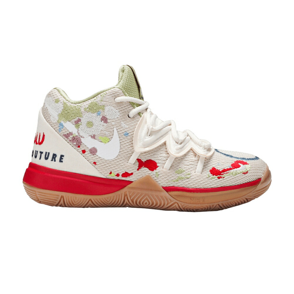 ナイキ カイリー 象牙色 \u0027EMBROIDERED SPLATTERS\u0027 お坊っちゃん キッズ NIKE BANDULU X KYRIE 5 なおなお書き / PALE IVORY DARK ORCHID もの言う花 マタニティ スニーカー