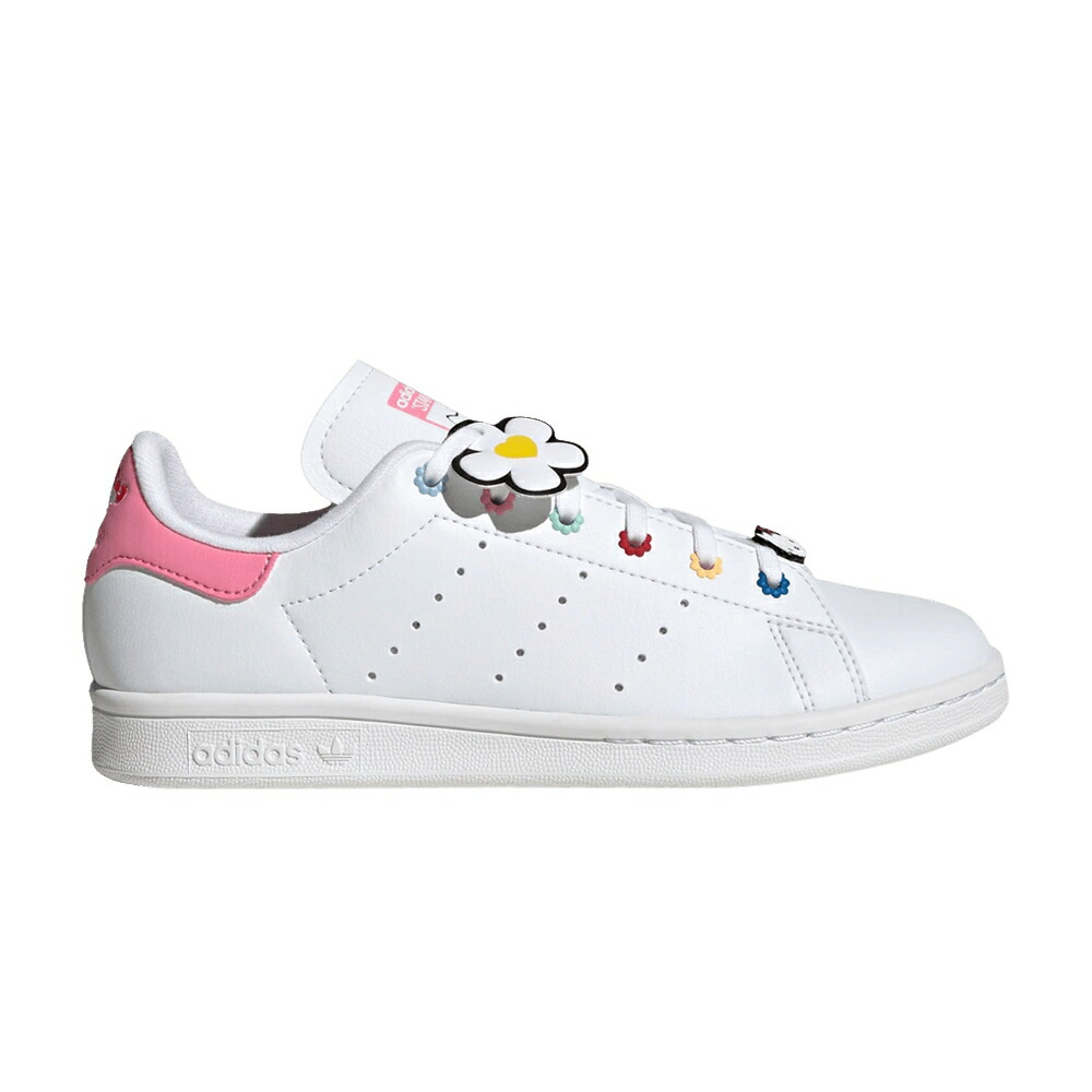 アディダス 白いこと 白いこと ハローキティー 見方仕損ない \u0027FLORAL BEADS\u0027 スニーカー メンズ ADIDAS HELLO KITTY X STAN SMITH J / CLOUD WHITE CLOUD WHITE BLISS
